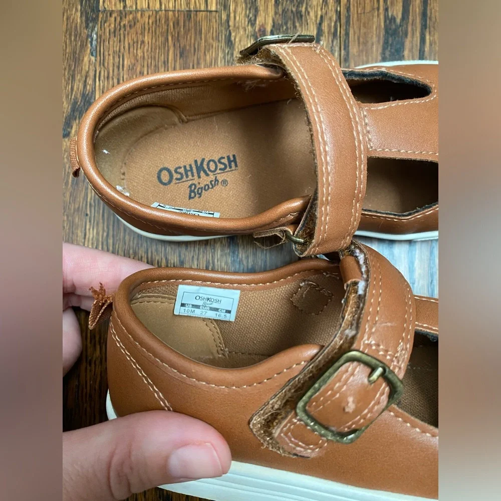 OshKosh B'gosh- Kids' Brown Faux Leather Mary Jane Shoes toddler girl USED